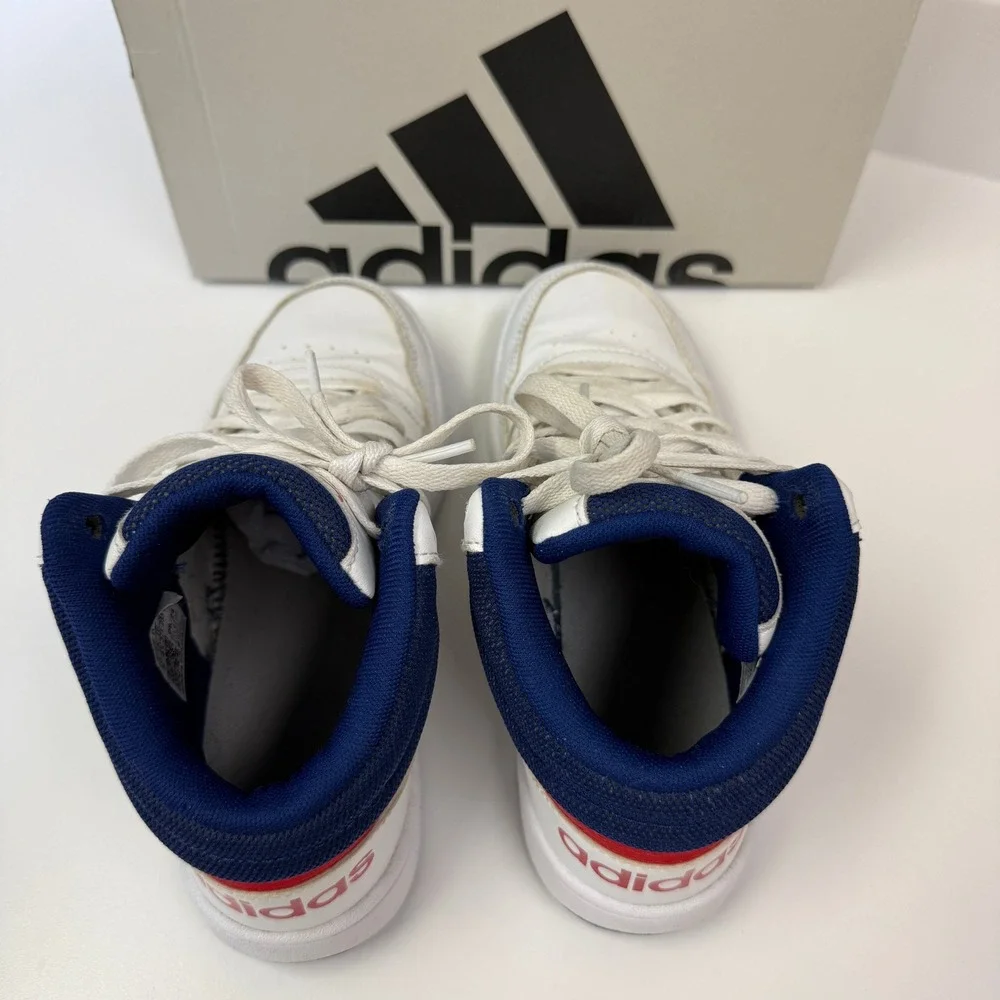 Adidas Kids Hoops 3.0 Mid K Basketball Sneakers Size 5Y White Blue Red GZ9647